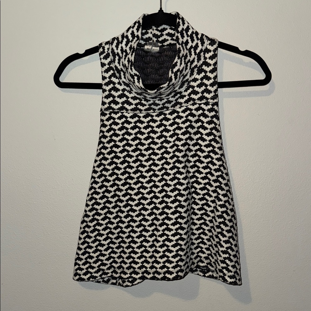 Free People We the Free Halter High Neck Ski Slope Tank Top Black White XS